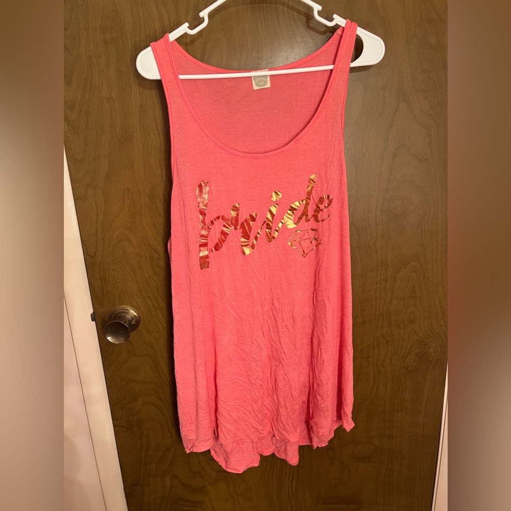Plus Size Colorbear “BRIDE” Pink Tank Top 3X